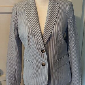 J. Crew Navy Pinstripe Seersucker Blazer